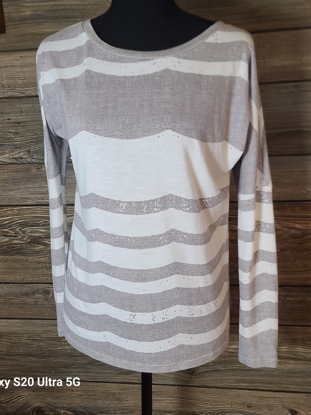 Sol Angeles Beige and White Striped Long-Sleeve Tee
